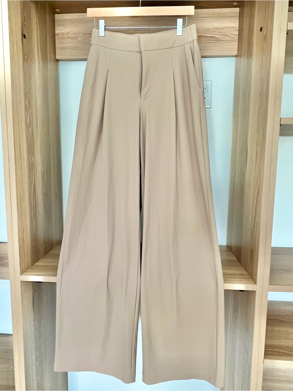 Athleta Wide-Leg High-Rise Pants in Tan